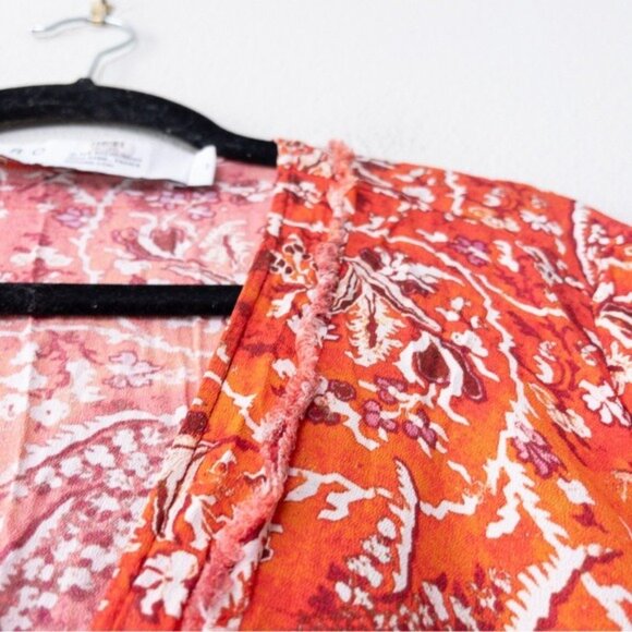 IRO Rhodey Frayed Ruffle Trim Crepe Playsuit 44 Red Romper Floral 12 - Picture 7 of 14